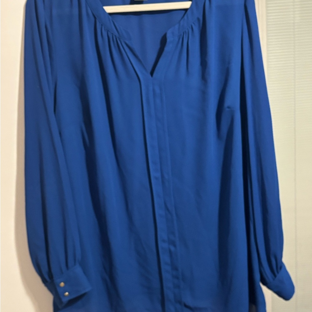 Liz Claiborne Blue Long Sleeve Relaxed Blouse